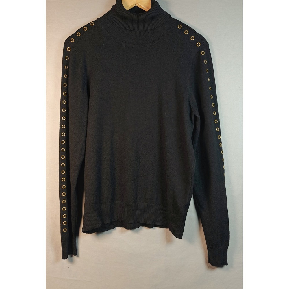 JOSEPH A. Grommet Turtleneck Long Sleeve Sweater ‎ Medium Chassic Preppy